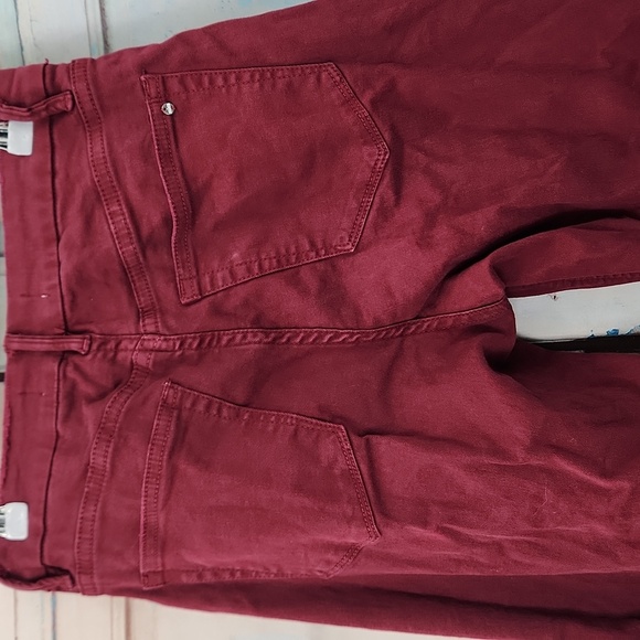 Mica Los Angeles Burgundy High Rise Wide Leg Pants - Picture 5 of 8